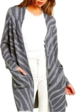 J.Mclaughlin Hallie Cardigan in Zebra Jacquard Wool Blend